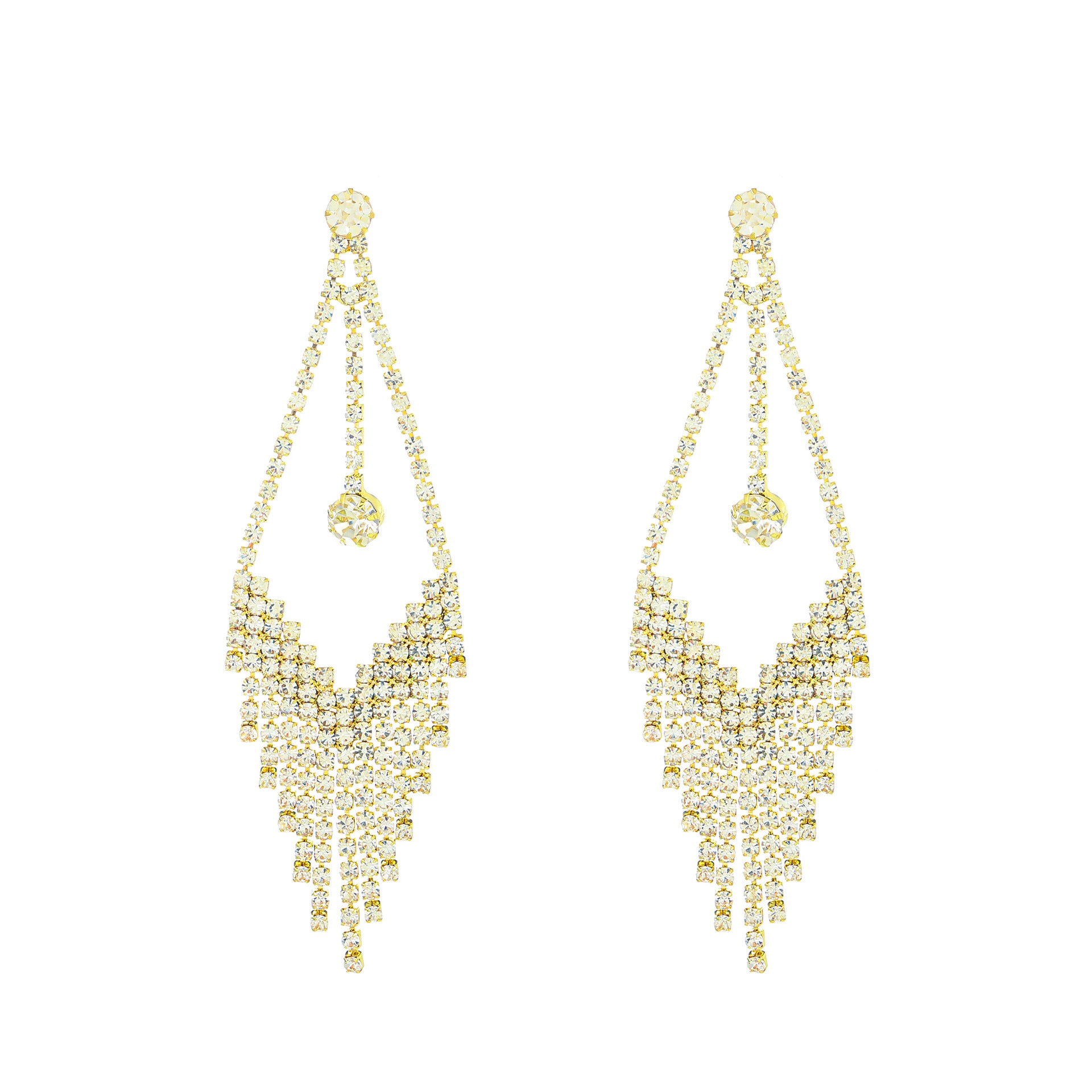 Pendientes al por mayor de cobre de mariposa de diamante largo de diamante